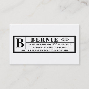 Bernie Sanders Warning Label Visitenkarte