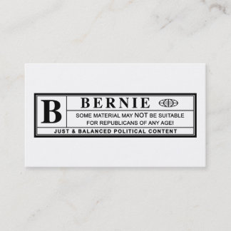 Bernie Sanders Warning Label Visitenkarte