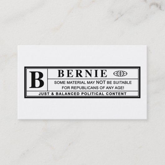 Bernie Sanders Warning Label Visitenkarte (Vorderseite)