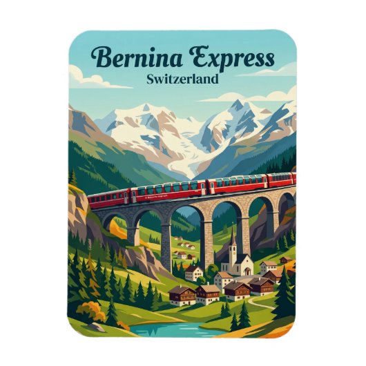 Bernina Express, Schweizer Alpen Schweiz Magnet (Vertikal)