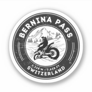Bernina-Pass Schweizer-Alpen Motorrad-Tour Aufkleber