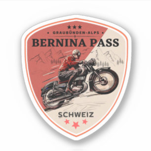 Bernina Pass Schweizer Alpen Motorradtour Aufkleber