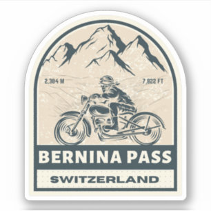 Bernina Pass Schweizer Alpen Motorradtour Aufkleber