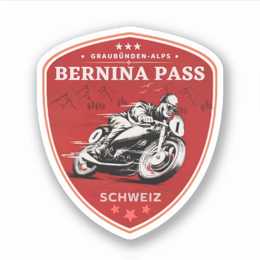 Bernina Pass Schweizer Alpen Motorradtour Aufkleber (Vorderseite)