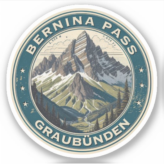bernina Pass Schwimmen Outdoor Bergpass Aufkleber (Vorderseite)
