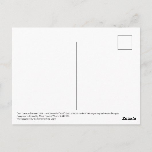 Berninis David in einer Gravur von Nicolas Dorigny Postkarte (Rückseite)