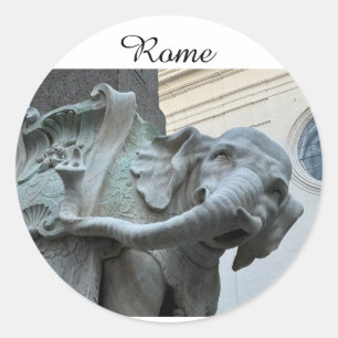 Berninis Elefant und Obelisk - Rom Italien Runder Aufkleber