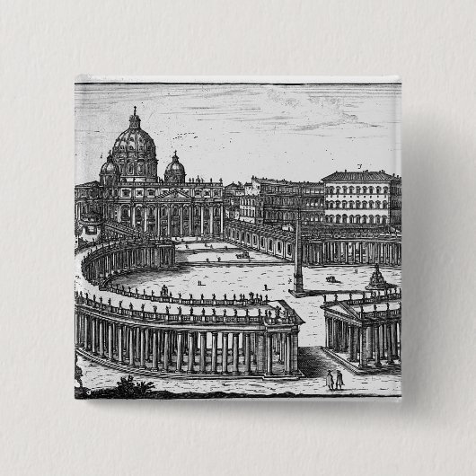 Berninis ursprünglicher Plan für St Peter Quadrat Button (Vorderseite)