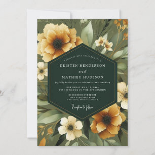 Bernstein-Blumen-Botanische-Romantik-Hochzeit Einladung