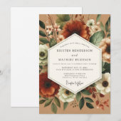 Bernstein-Blumen-Herbstromanze-Hochzeit Einladung (Vorne/Hinten)