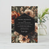 Bernstein-Blumen-Hochzeit im Moody-Stil Einladung (Stehend Vorderseite)