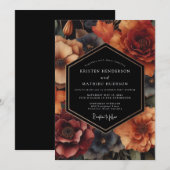 Bernstein-Blumen-Hochzeit zur Erntezeit Einladung (Vorne/Hinten)