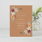 Bernstein Botanische Romantische Hochzeit Einladung (Stehend Vorderseite)