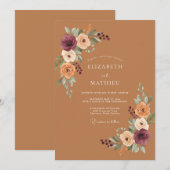 Bernstein Botanische Romantische Hochzeit Einladung (Vorne/Hinten)