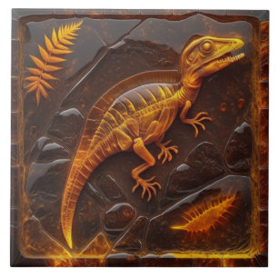 Bernstein-Dinosaurier-Fossil-Effekt-Illustration Fliese