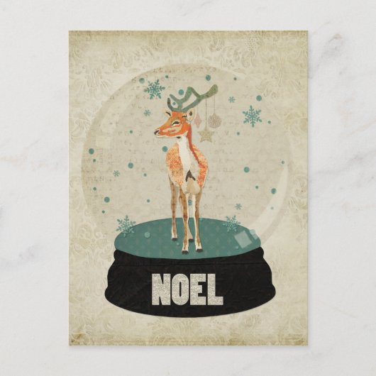 Bernstein Eimer Noel Schneekugel Postkarte (Vorderseite)