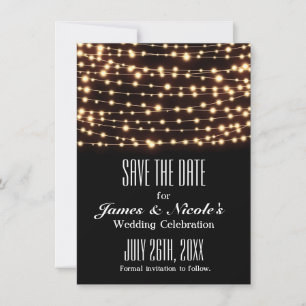 Bernstein-Glow-Lichterkette Save The Date Karte