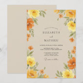 Bernstein-Honig-Ranunculus-Eukalyptus-Hochzeit Einladung (Vorne/Hinten)