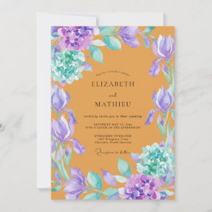 Bernstein Iris Lila Eukalyptus Hochzeit Einladung