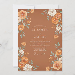 Bernstein-Malerische-Blüten-Hochzeit Einladung