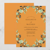 Bernstein-Minz-Blatt-Hochzeit Einladung (Vorne/Hinten)