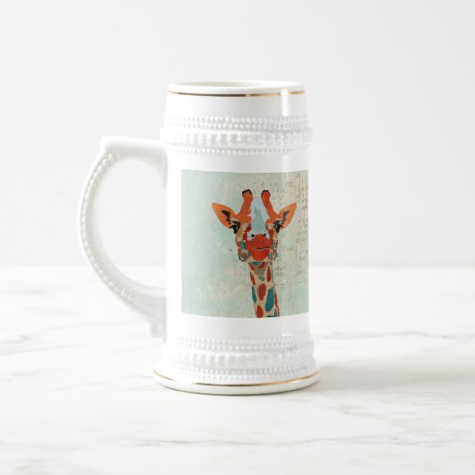 Bernstein schauende Giraffe Stein Bierglas (Links)