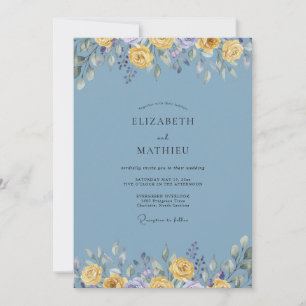 Bernstein-Schiefer-Wildblumen-Hochzeit Einladung