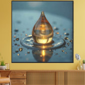Bernstein-Wassertropfen mit Sonnenuntergangsreflex Leinwanddruck (Insitu (Wohnzimmer))