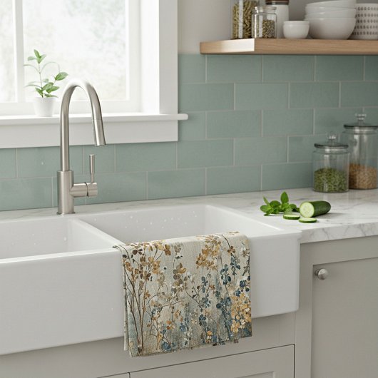 Bernstein-Wiesenblumen Geschirrtuch