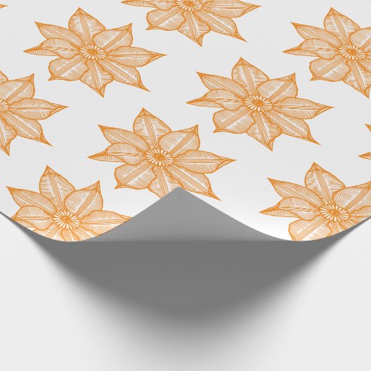 Bernsteinfarben an Blume mit weißem Sketch Geschenkpapier (Ecke)