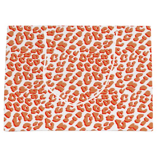 Bernsteinfarben und weißes Leopard Große Geschenktüte (Vorderseite)