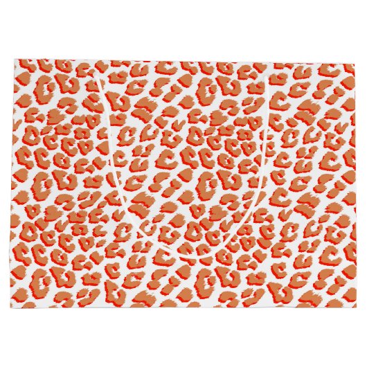 Bernsteinfarben und weißes Leopard Große Geschenktüte (Rückseite)