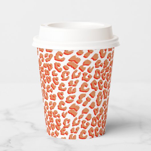 Bernsteinfarben und weißes Leopard Pappbecher (Rückseite)