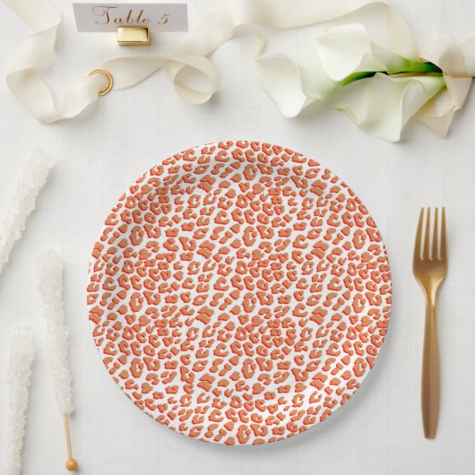 Bernsteinfarben und weißes Leopard Pappteller (Hochzeit)
