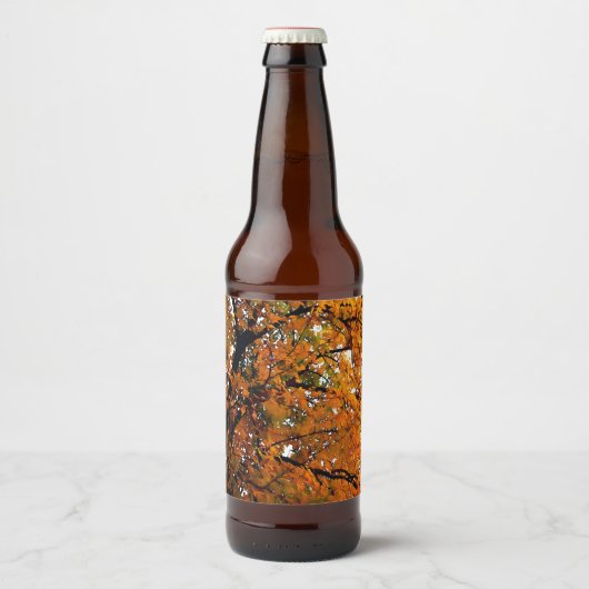 Bernsteinfarbene Blätter des Niedergangs Bierflaschenetikett (Vorderseite)