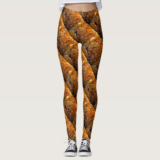 Bernsteinfarbene Blätter des Niedergangs Leggings (Vorderseite)