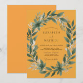 Bernsteinfarbene Blätterhochzeit Einladung (Vorne/Hinten)