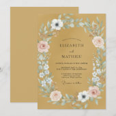 Bernsteinfarbene gemalte Hochzeit Einladung (Vorne/Hinten)