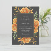 Bernsteinfarbene herbstliche Hochzeit Einladung (Stehend Vorderseite)