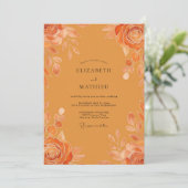Bernsteinfarbene Rosenhochzeit Einladung (Stehend Vorderseite)