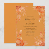 Bernsteinfarbene Rosenhochzeit Einladung (Vorne/Hinten)
