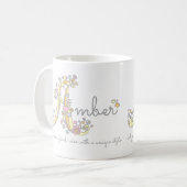 Bernsteinfarbige bedeutungs-Monogramm-Tasse des Kaffeetasse (Vorderseite Links)