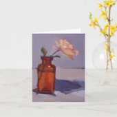 Bernsteinfarbige Flasche mit Pfirsich-Rose Karte (Gelbe Blume)