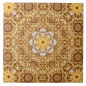 Bernsteinfarbige Mandala Fliese (Vorderseite)