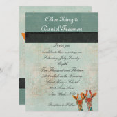 Bernsteinfarbige spähende Giraffen, die Einladung (Vorne/Hinten)