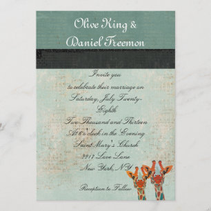 Bernsteinfarbige spähende Giraffen, die Einladung