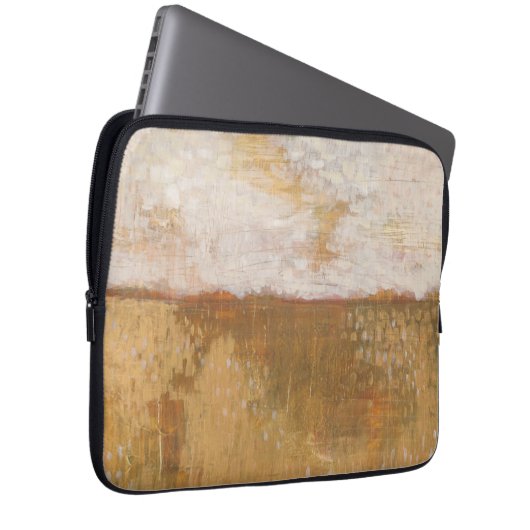Bernsteinfarbiger Horizont-abstrakter Druck | Laptopschutzhülle (Vorne Rechts)