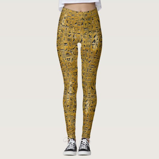 Bernsteinfarbiges Hieroglypics Leggings (Vorderseite)