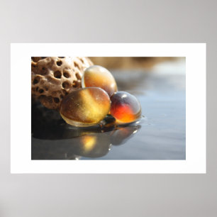 Bernsteinfarbiges Seeglas Poster