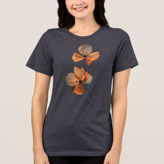 Bernsteinflüster-Blütenblätter blühen in der dunkl Tri-Blend Shirt (Vorderseite)